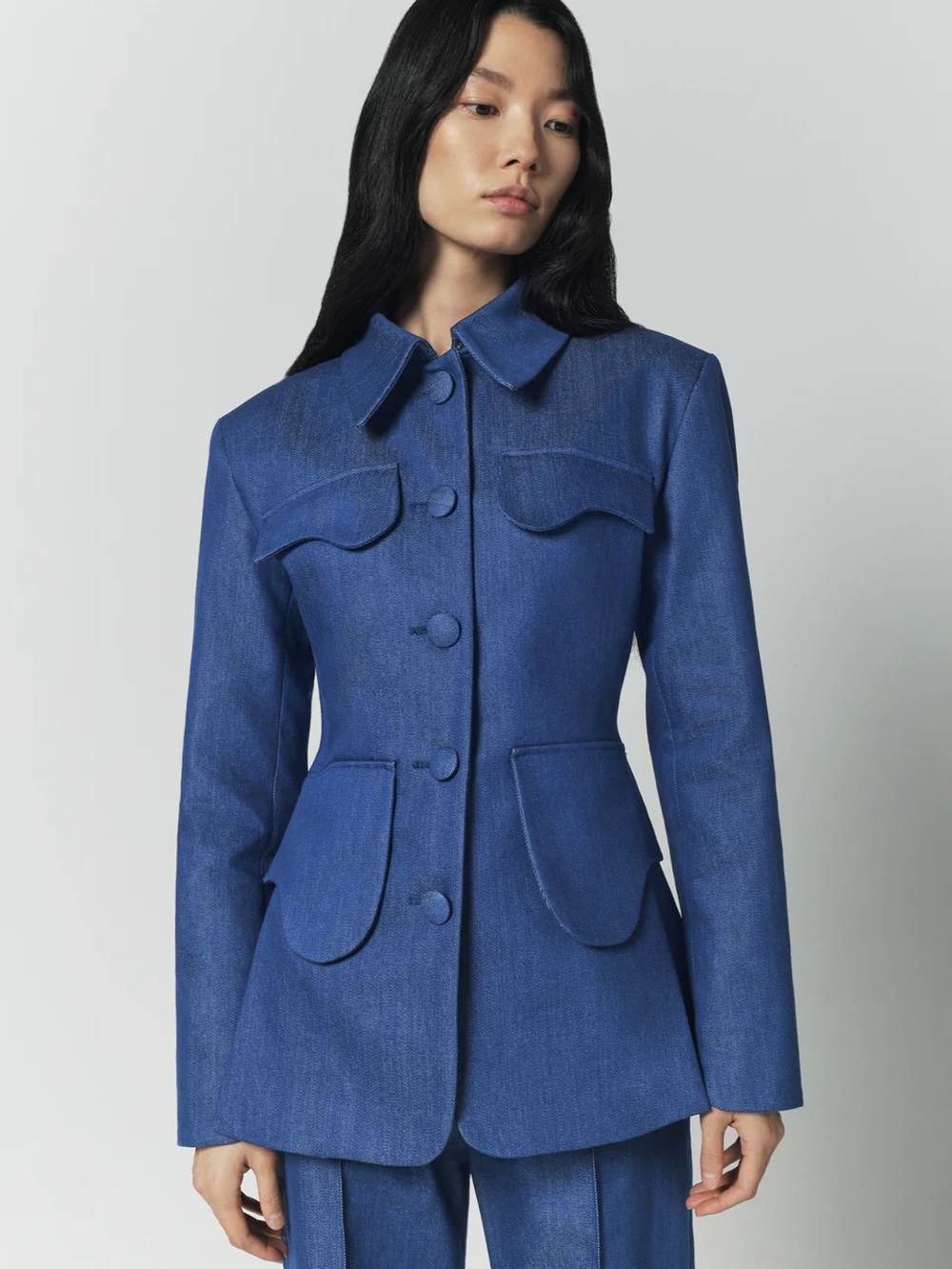 Destree Blue denim utility button-front jacket brand new tags nvr worn sz lrg!